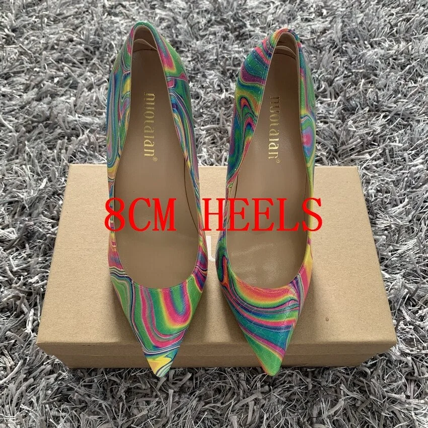Luxury snake women shoes girls sexy high heels printed multi colors stilettos 12cm party wedding shoes