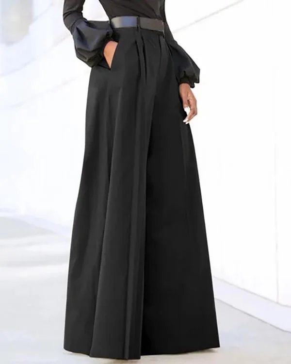 Fashionable and Elegant High-waisted Wide-leg Flared Wide-leg Pants