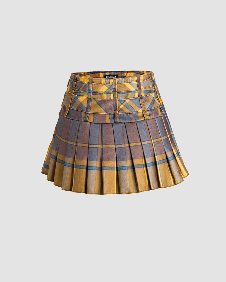 Plaid Mini Pleated Skirt