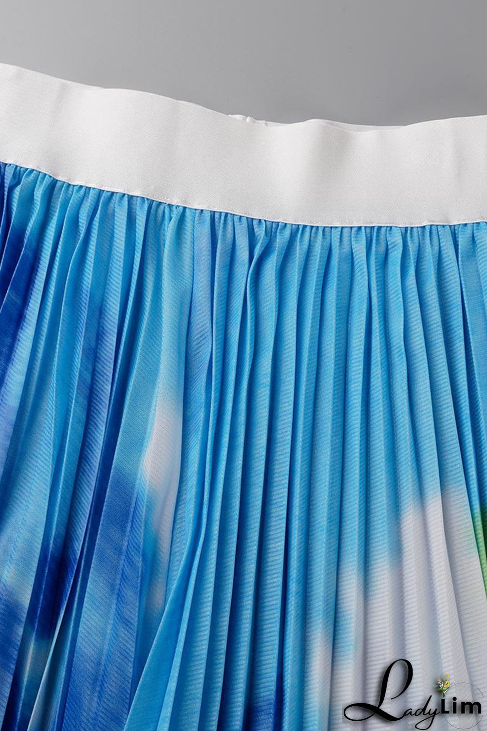 Apricot Casual Elegant Gradual Change Print Patchwork Fold O Neck Short Sleeve Two Pieces