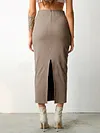 Knitted Long Sleeve Ruffled Top&Skirt Solid Color Urban Suit