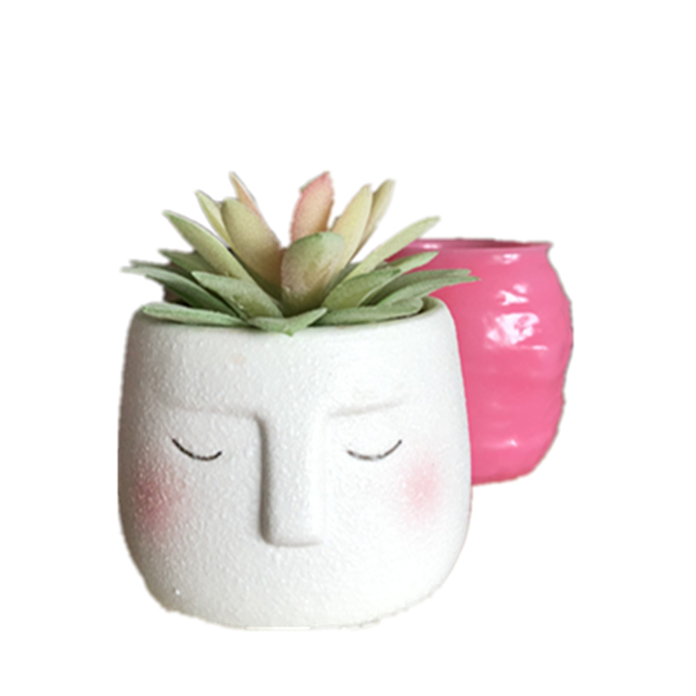 Small Human Face Silicone Cement Planter Mould, DIY Concrete Flower Pot Making, Resin Vase Mould, Candle Holder Craft Tools
