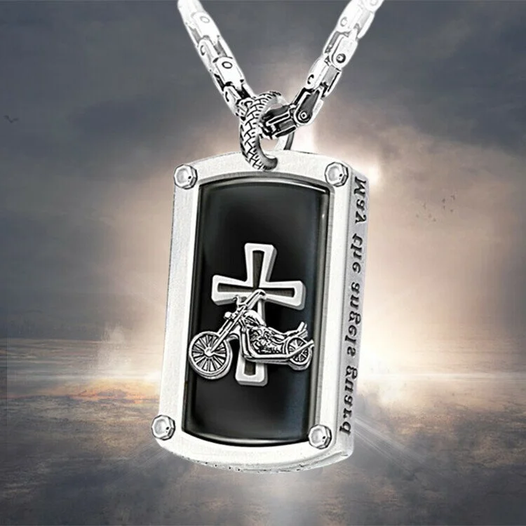 "Biker's Blessing" Engraved Pendant Necklace