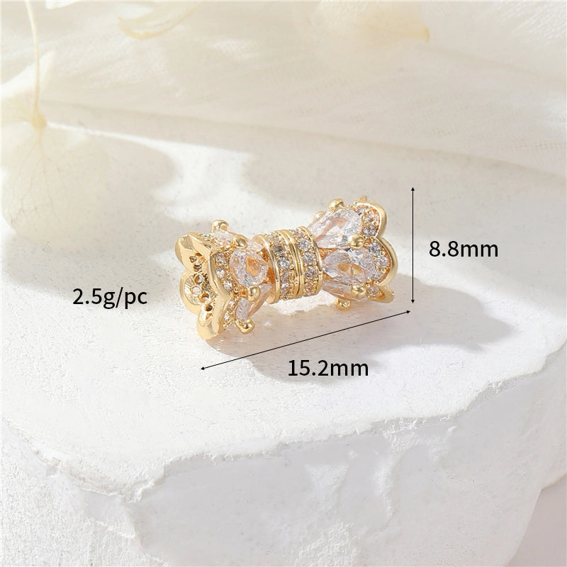 Zhongxing 14K Color Retaining Micro Inlaid Zircon Screw Buckle Small Waist Pearl Buckle DIY Bracelet Necklace Connecting Buckle Accessories