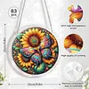 (25cm)DIY Acrylic Jigsaw Puzzle Window Hanging with Hanging Chain DIY Stained Glass Decoration Round Window Puzzle Decor for DIY Craft Project (Butterfly with Sunflowers)