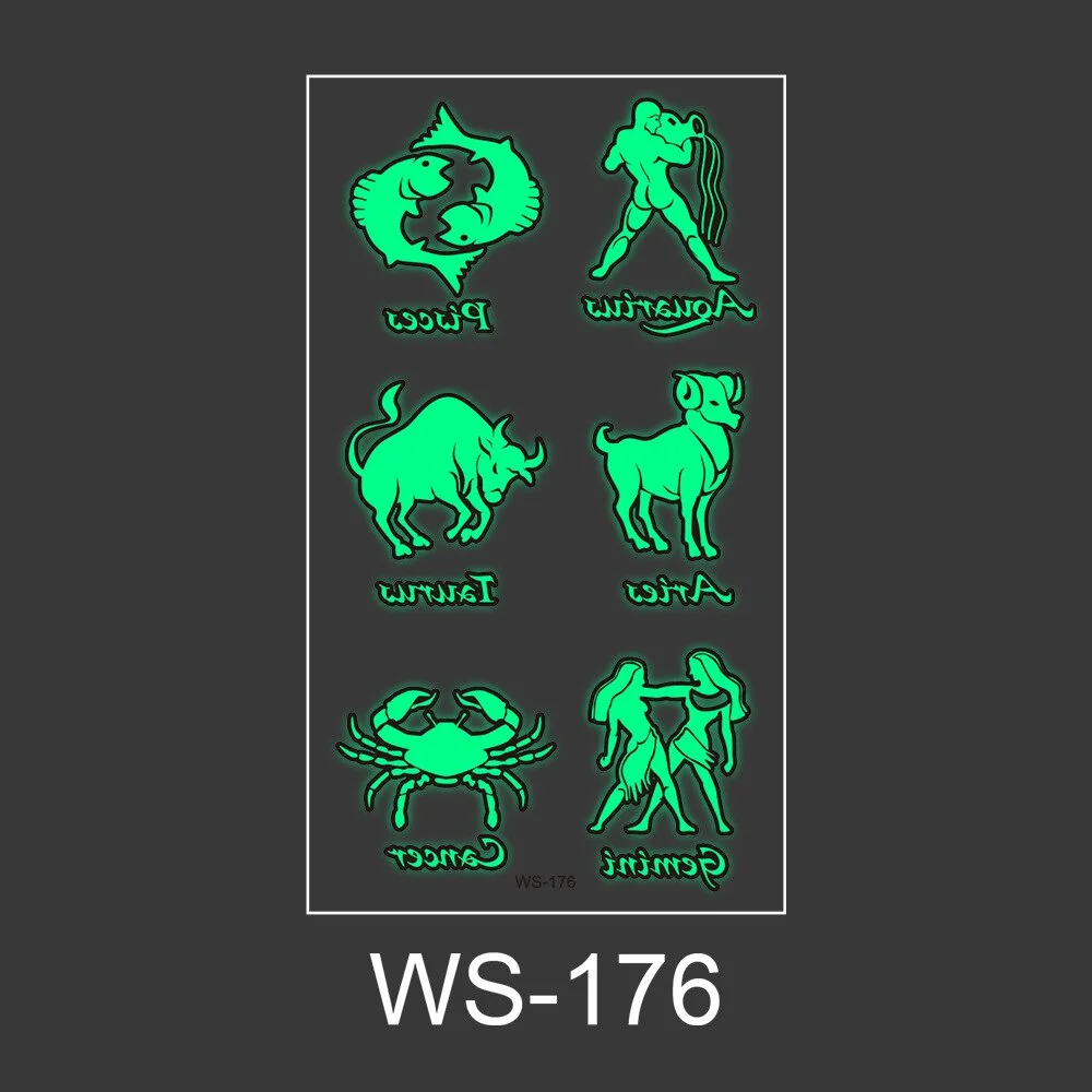 Luminous Tattoo Sticker Nightclub Bar Music Festival Carnival Tattoo Sticker Fluorescent Musical Note Glowing Cool Face Sticker