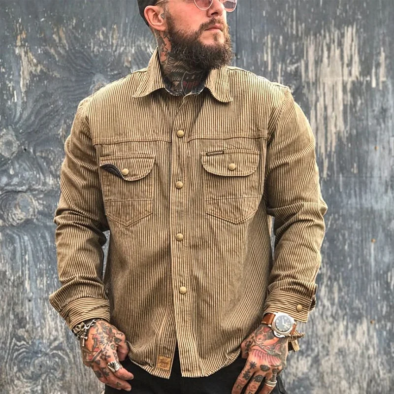 Heavyweight retro long-sleeved Casual shirt