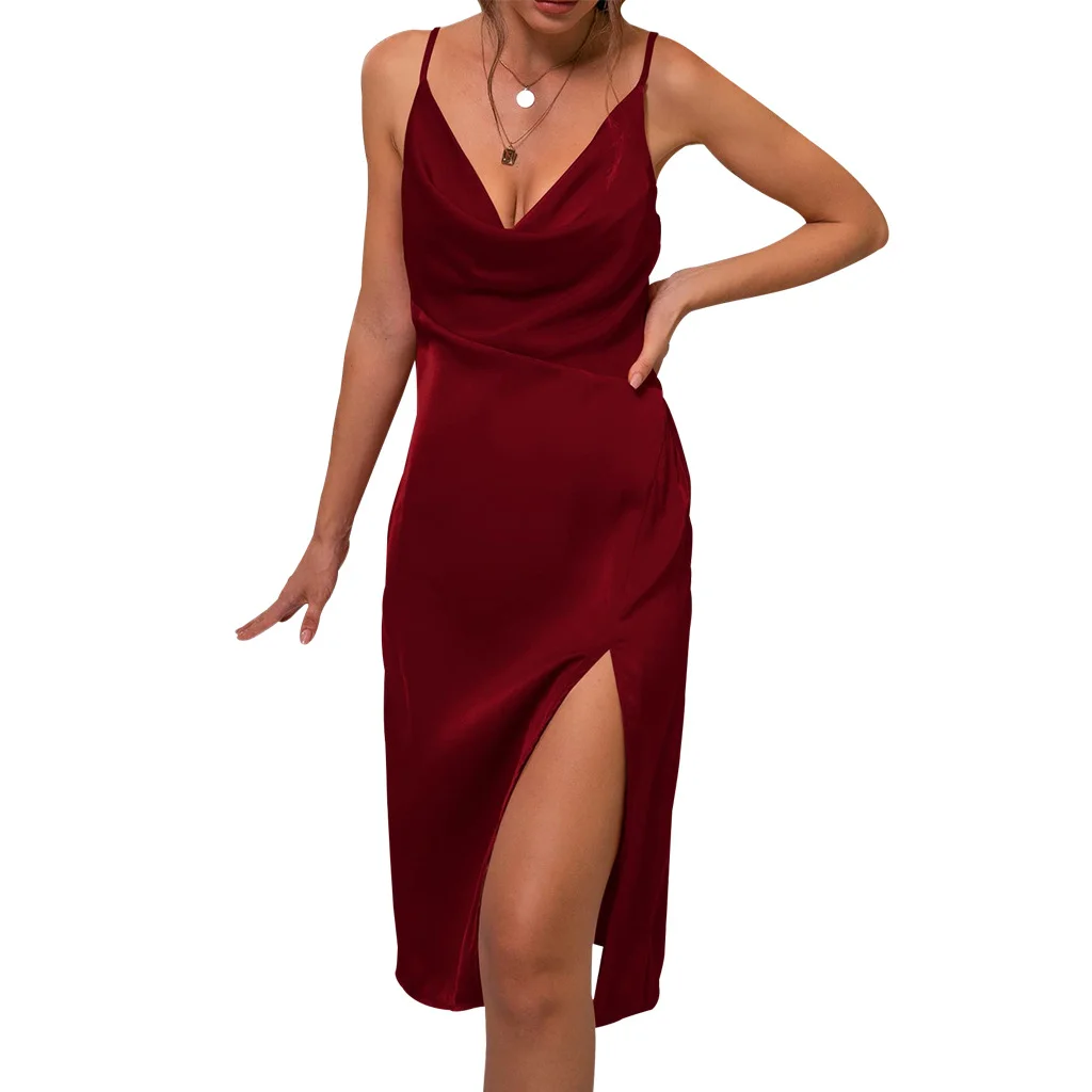 Sexy Backless Straps Split Midi Dresses