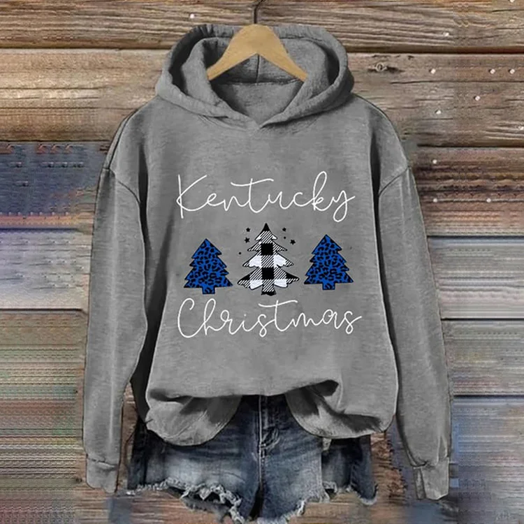 Kentucky Christmas Print Long Sleeve Hoodie