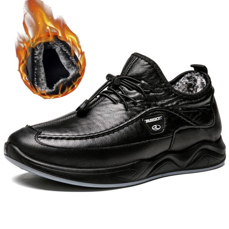 Yyvonne Men's Sneakers Leather Casual Shoes Waterproof Outdoor Soft Bottom Walking Sneaker Plush Warm Men Winter Shoes Zapatos De Hombre