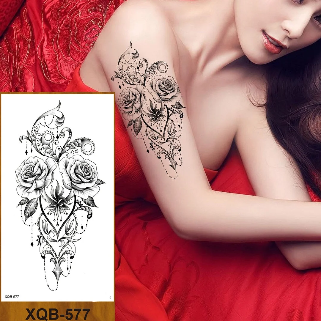 Temporary Tattoos Stickers Woman Arm Neck Chest Fake Necklace Tattos Girl Flower Cute Pussy Cat Body Makeup Waterproof Serpenti