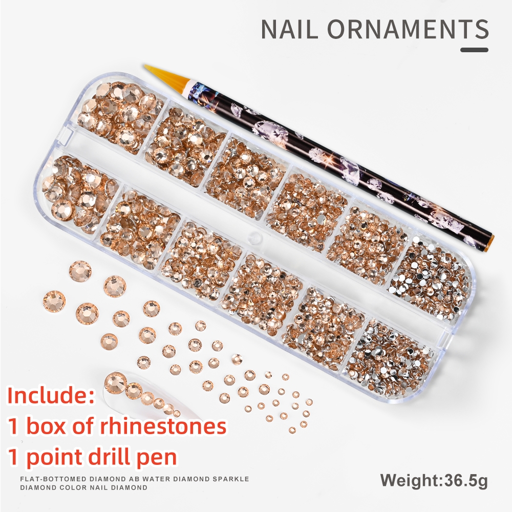Multi-Size Nail Rhinestones Kit 3D Crystal AB DIY Nail Art Decors Diamond Gems Glitter Manicure Point Drill Pen Tweezers Tools #