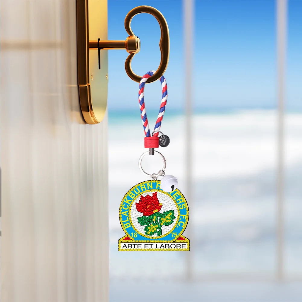 5D DIY Blackburn Rovers FC Double Sided Full Drill Keyring Diamond Keychains Pendant