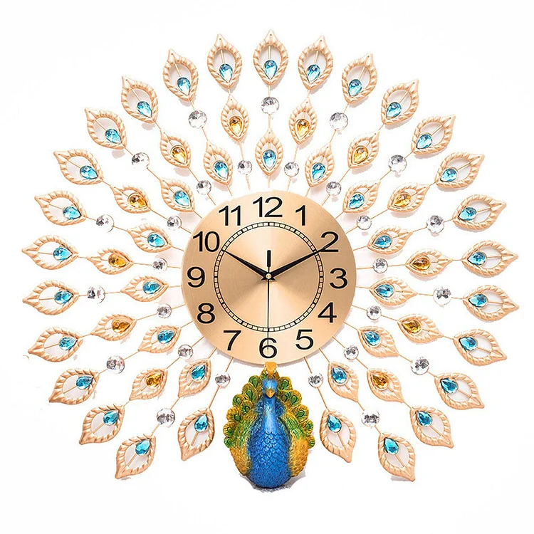 Hot selling peacock wall clock home living room decoration mute simple art creative fashion personality wall clock