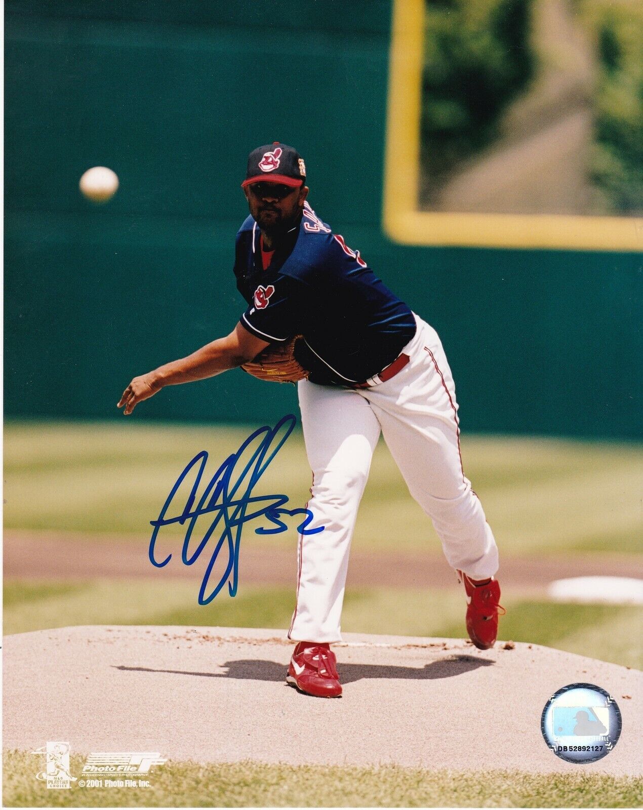 C.C. SABATHIA CLEVELAND INDIANS ACTION SIGNED 8x10