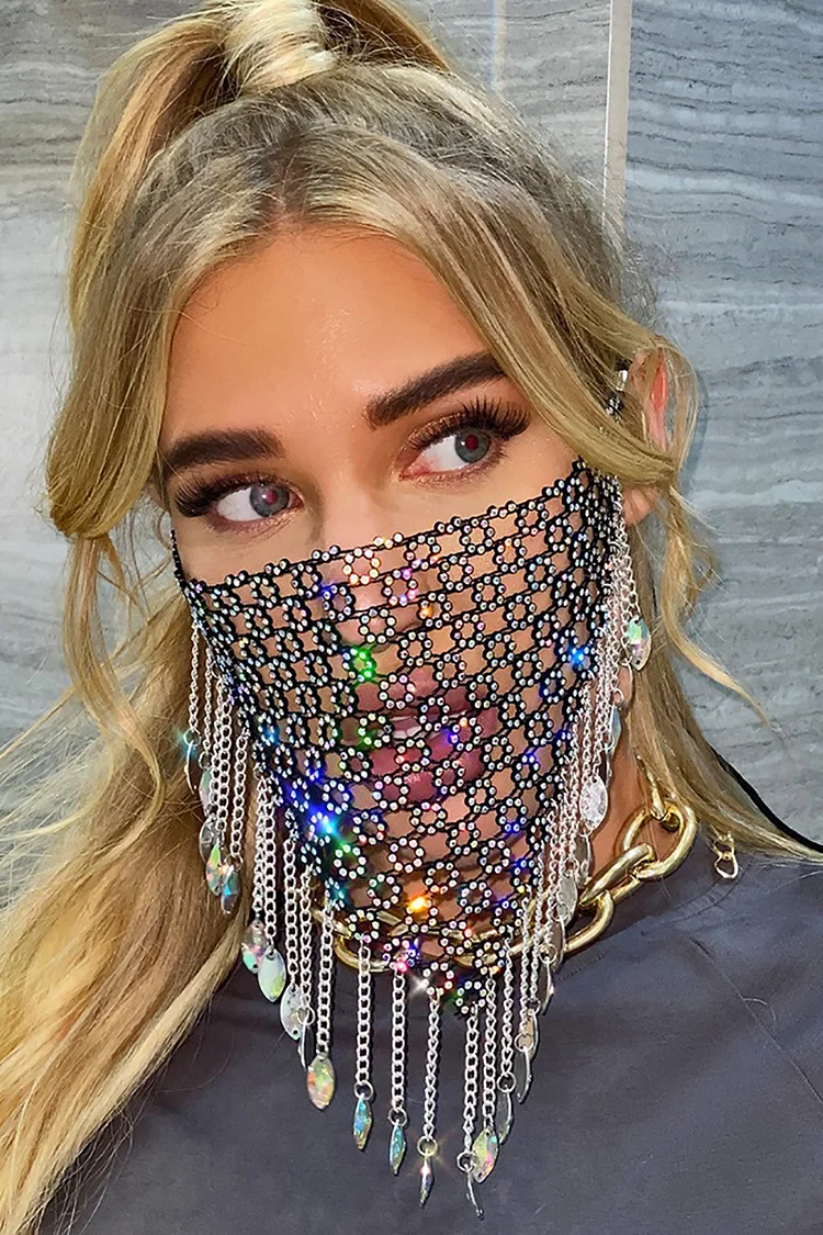 Sequin Beads Rhinestone Sparkling Costume Party Face Mask