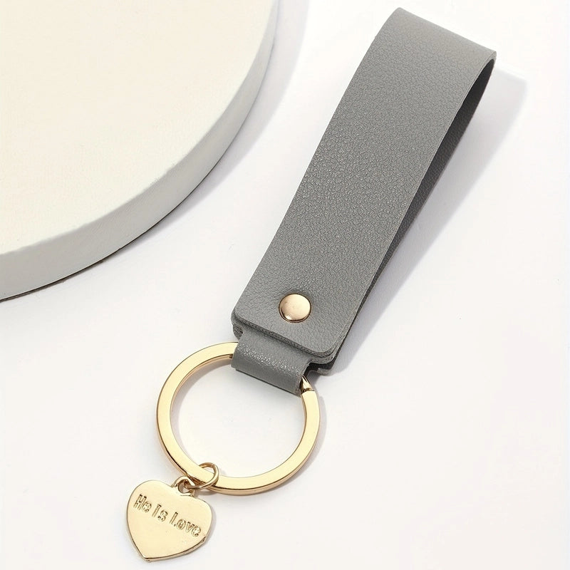 Minimalist Solid Color Pu Leather Women’s Keychain