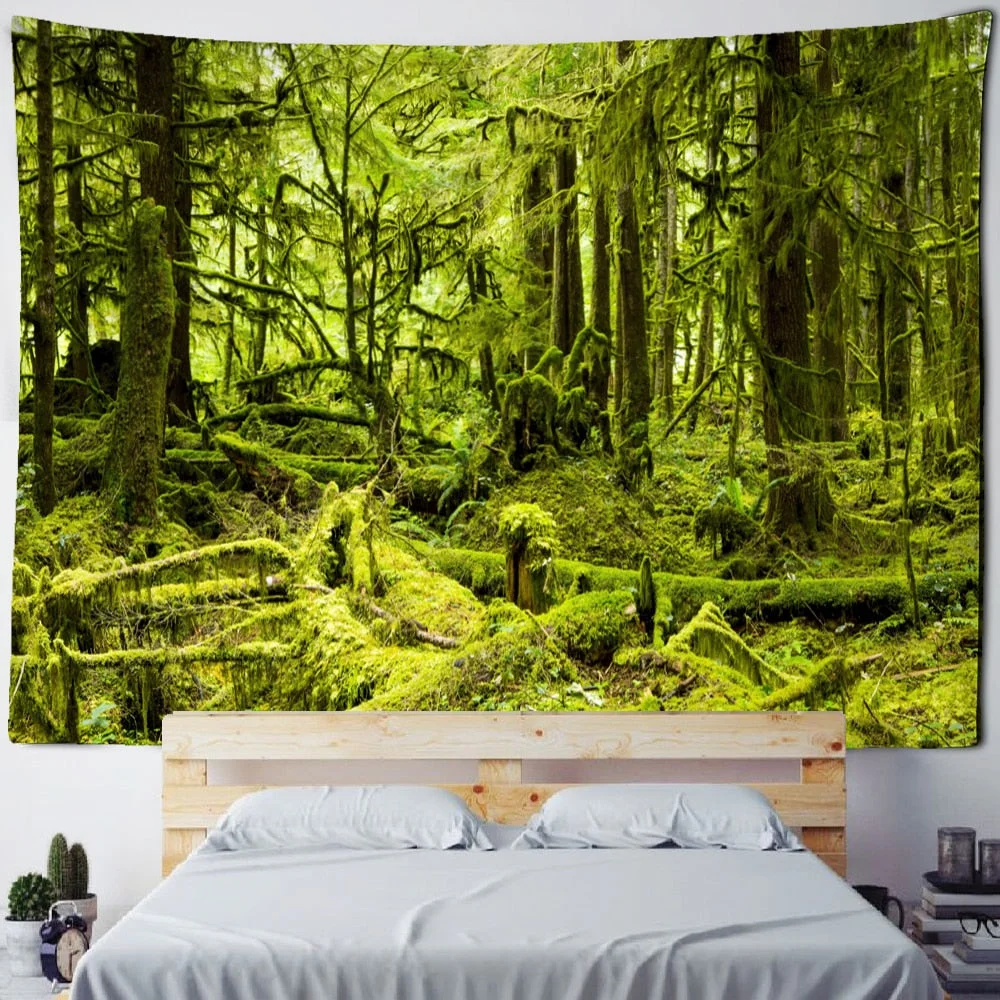 Beautiful Natural Forest Large Tapestry Wall Hanging Scenery Bohemian Mandala Art Living Room Background Home Decor