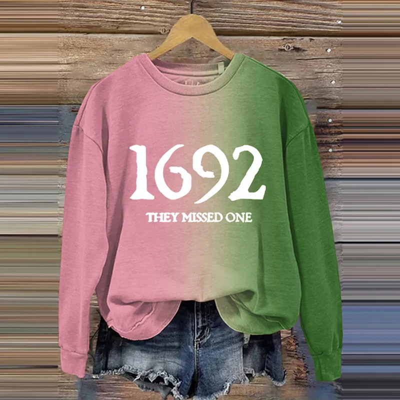 1692 They Missed One Salem Witch Pink Gradient Contrast Sweatshirt