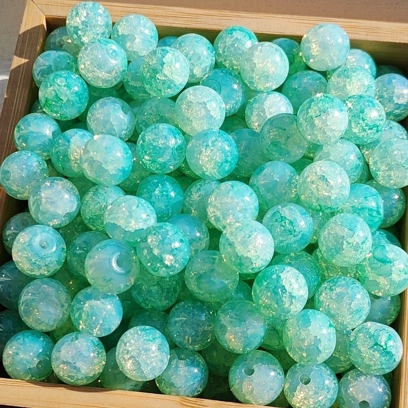 New 8/10mm Water Dyed Protein Jade Broken New Chinese Style Gold Sprinkling Glass Bead DIY Bracelet Ornament Straight Hole Beads Loose Beads