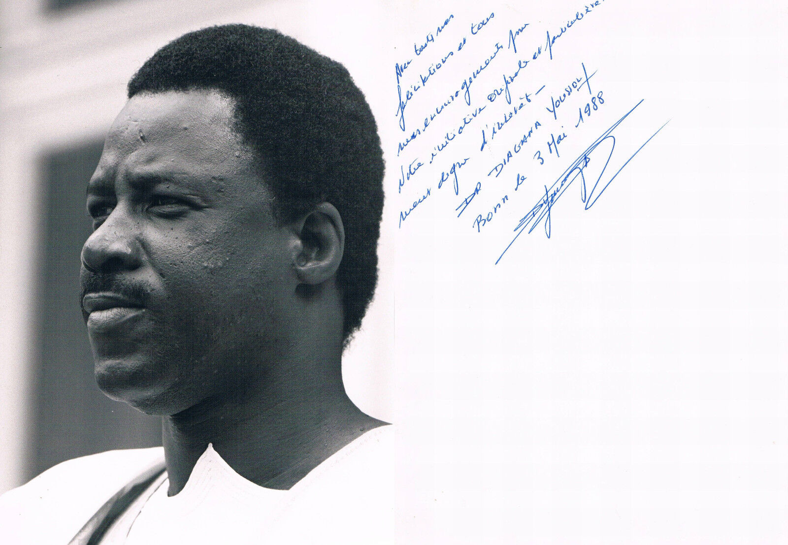 Mauretania diplomat Diagana Youssouf autograph verso signed 6x8