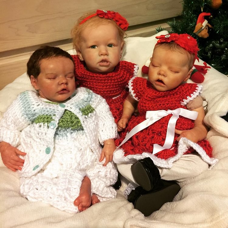  "Merry Christmas!"- 20'' Realistic Reborn Beautiful Silicone Baby Doll Twins Frieda, Laura and Mignon - Reborndollsshop®-Reborndollsshop®