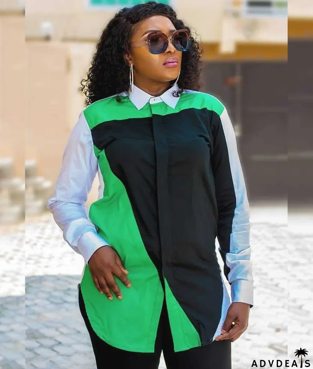 Fashion Trendy Digital Positioning Printing Long Sleeve Casual Slim Shirt