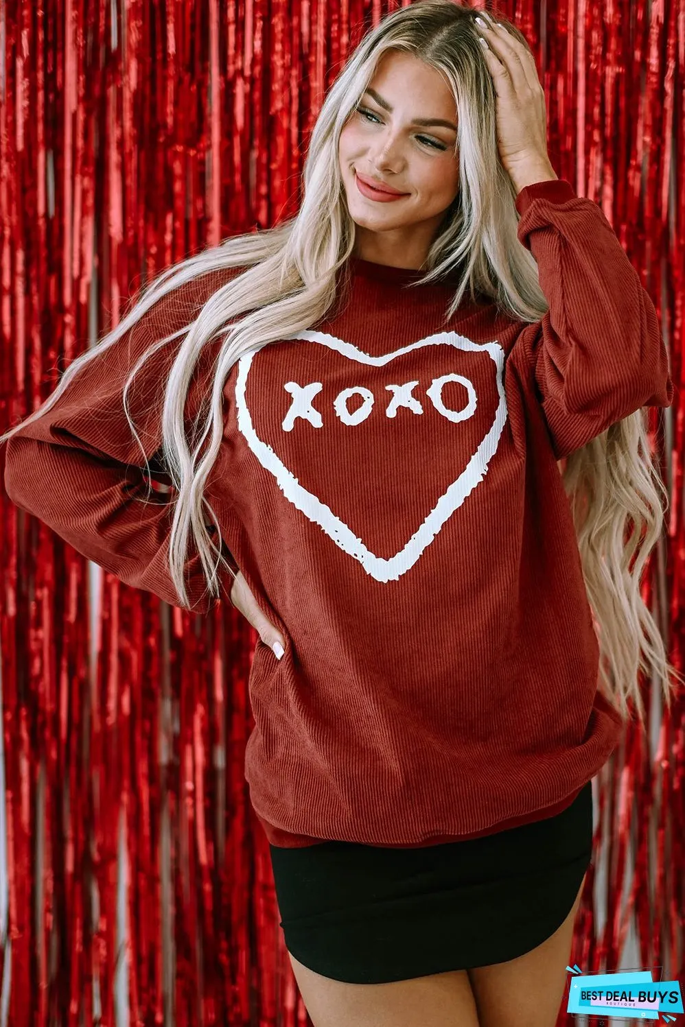XOXO Heart Graphic Corded Sweatshirt