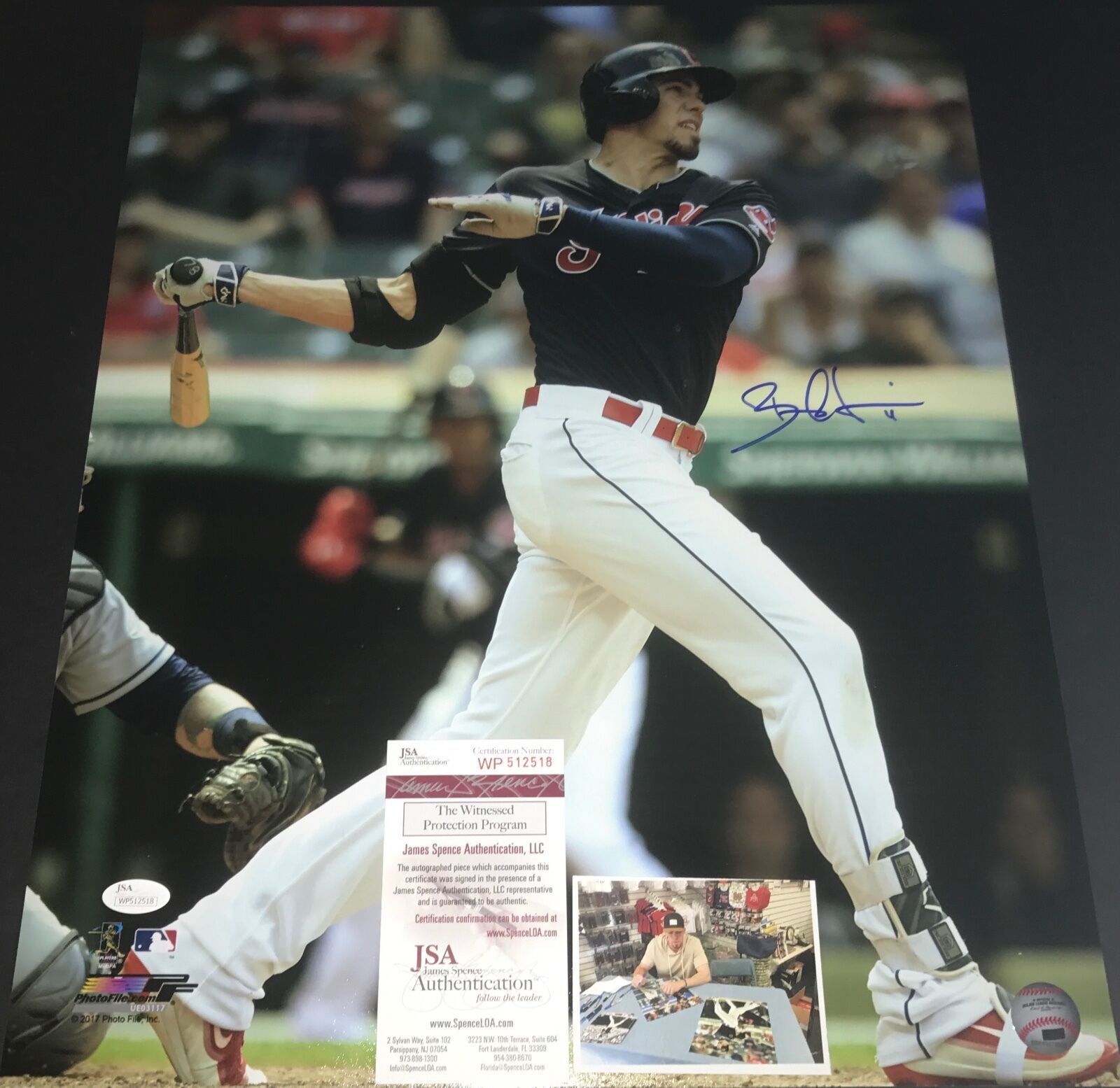 Bradley Zimmer Indians Autographed Signed 16x20 Photo Poster painting JSA WITNESS COA