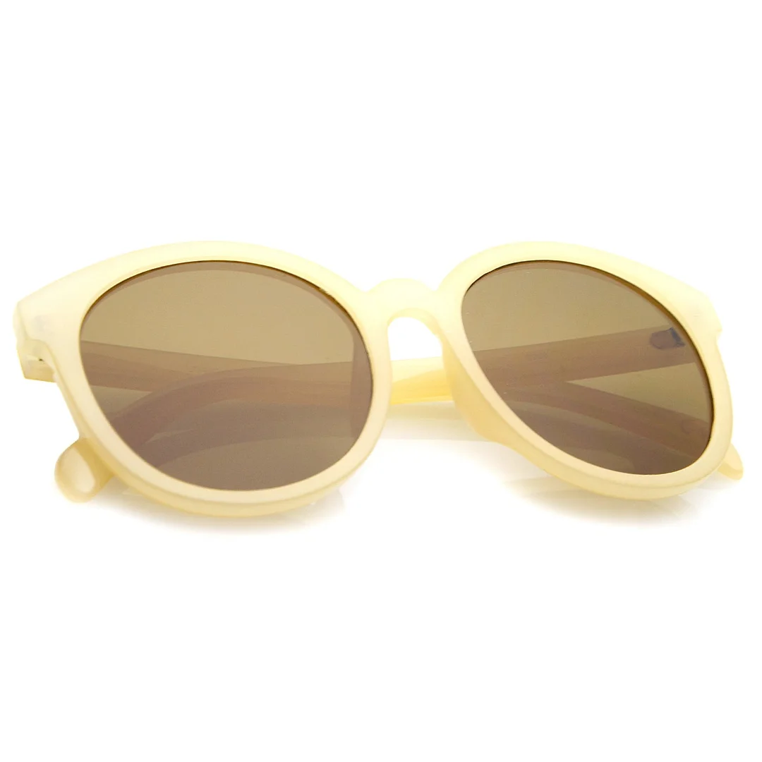 Oversize Horn Rimmed Flat Lens Round glasses 55mm