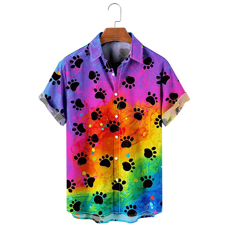 BrosWear Rainbow Of Paw Print Hawaiian Shirt