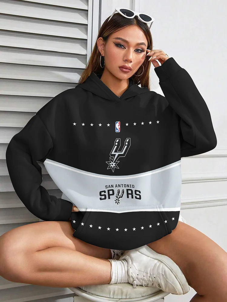 San Antonio Spurs  Printed Hooded Pocket Pullover Hoodie
