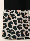 Vibrant Leopard Print Pendulum Dress - Elegant V-Neck, Long Sleeve, Mid-Elastic Smocked Fabric, Perfect for Spring, Summer, and Fall Seasons - Womens Polyester Clothing for Adult