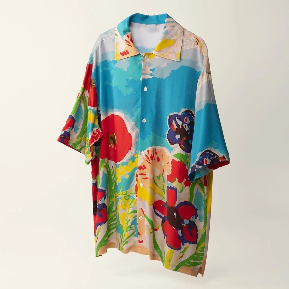 Casual holiday print short-sleeved shirt