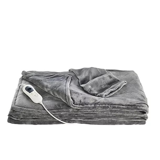 Heated Throw with Sleeves and Foot Pouch