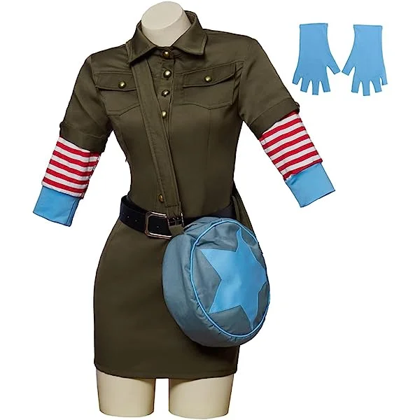 Ramona Flowers Cosplay Costume Womens Cargo Dress Outfit with Star Circle Messenger Bag Halloween Uniform X-Small