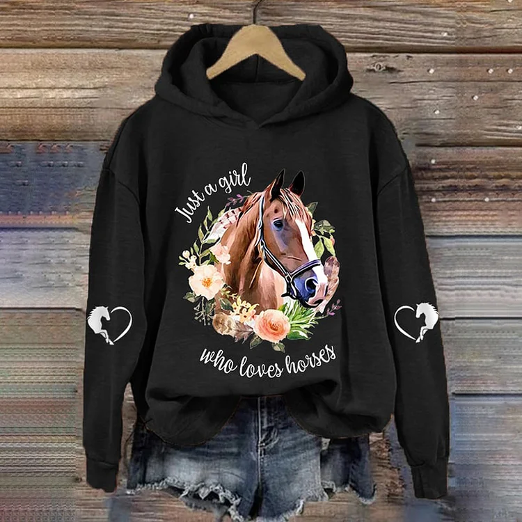 VChics Women's Just A Girl Who Loves Horses Casual Hoodie