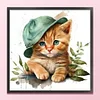 Cat - 18CT Stamped Cross Stitch 20*20cm/7.87*7.87in