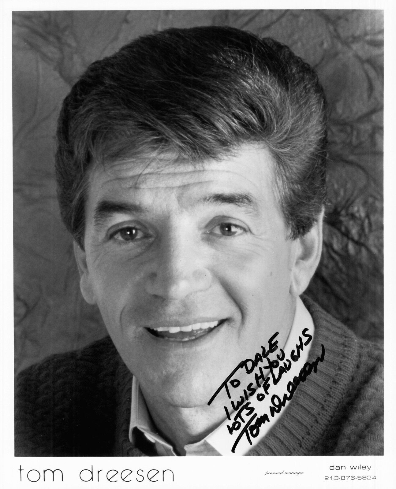 TOM DREESEN hand-signed FANTASTIC CLOSEUP PORTRAIT 8x10 authentic w/ UACC RD COA