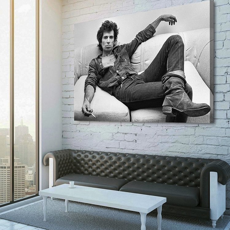 The Rolling Stones keith richards Smoking Canvas Wall Art MusicWallArt