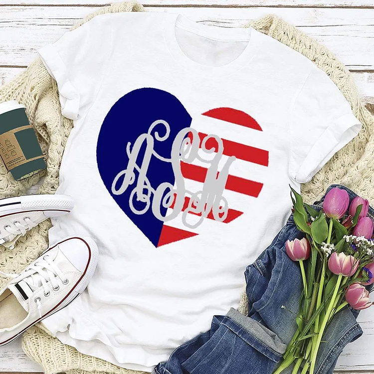 Independence Day Print Love Letter T-shirt-Annaletters