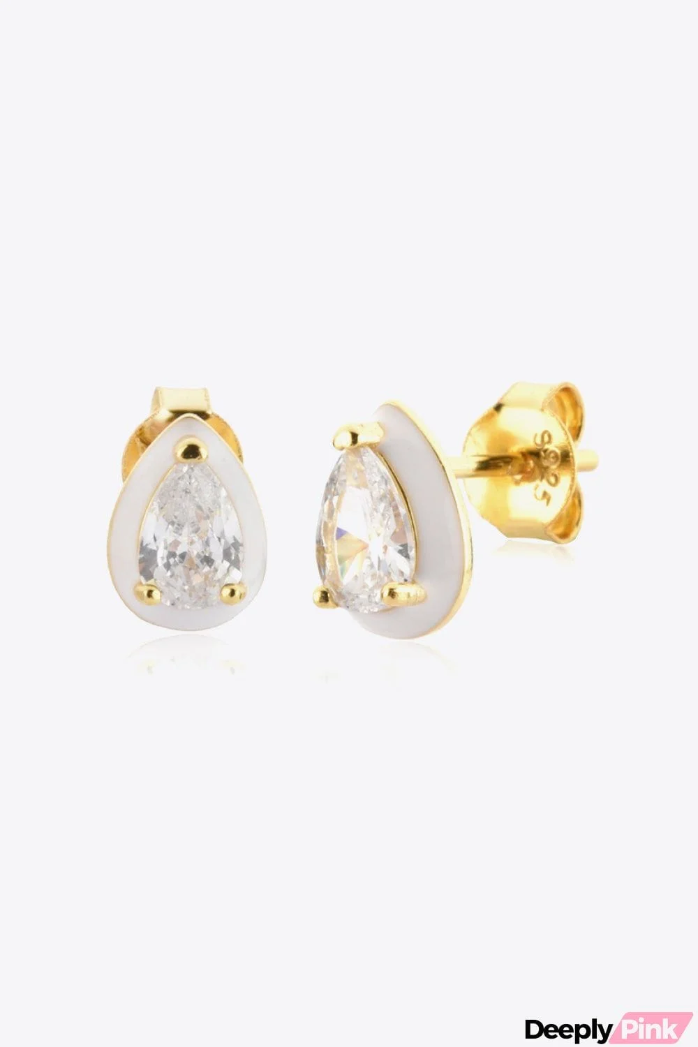 925 Sterling Silver Zircon Teardrop Stud Earrings