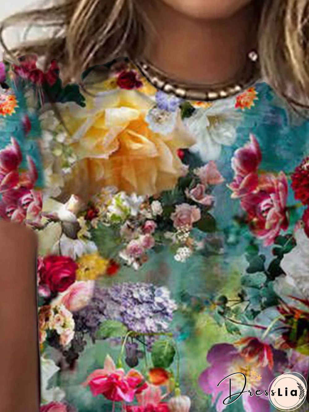 Casual Short Sleeve Crew Neck Printed Top