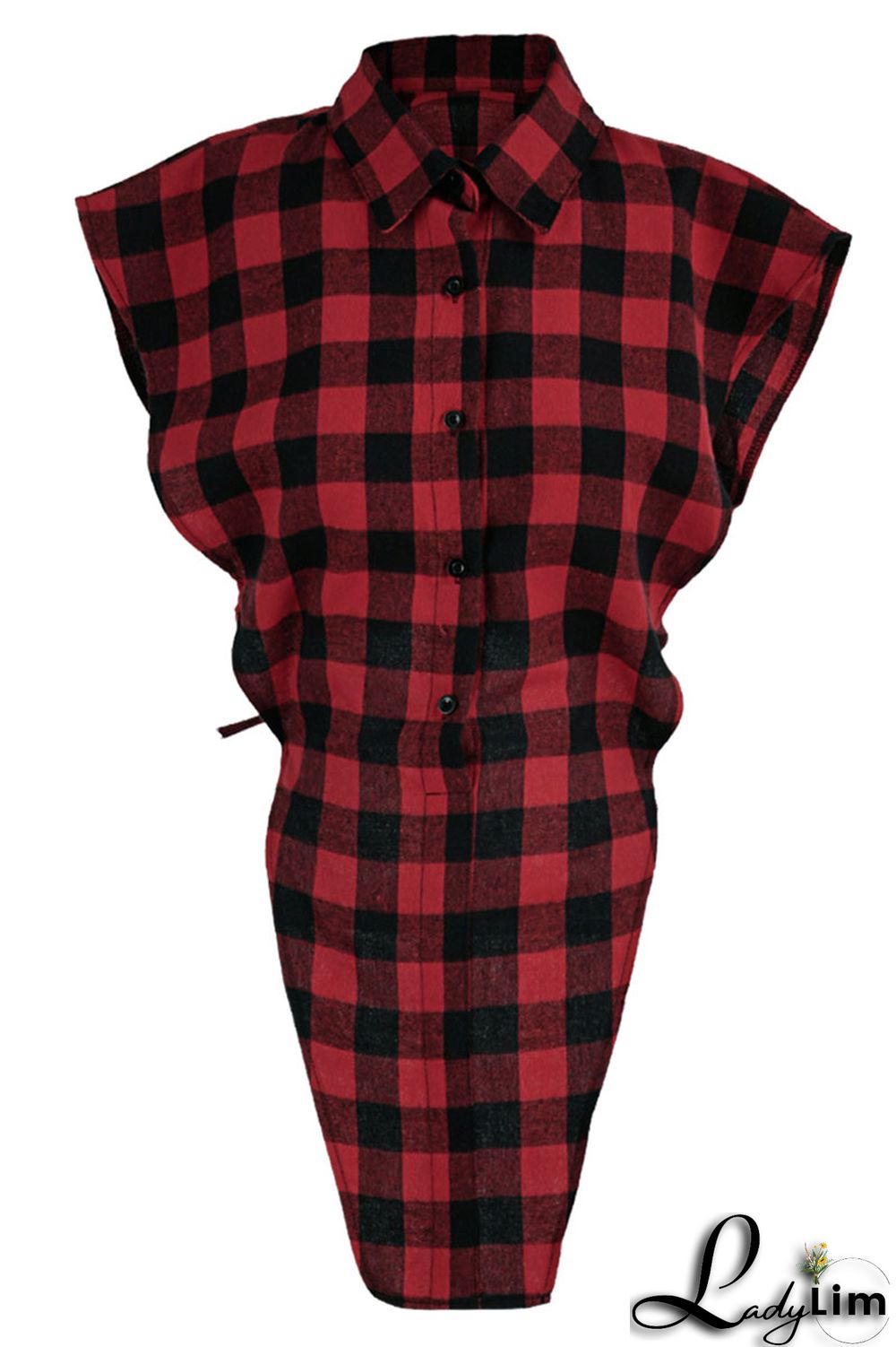 Yellow Casual Street Plaid Print Patchwork Buckle Asymmetrical Turndown Collar Tops