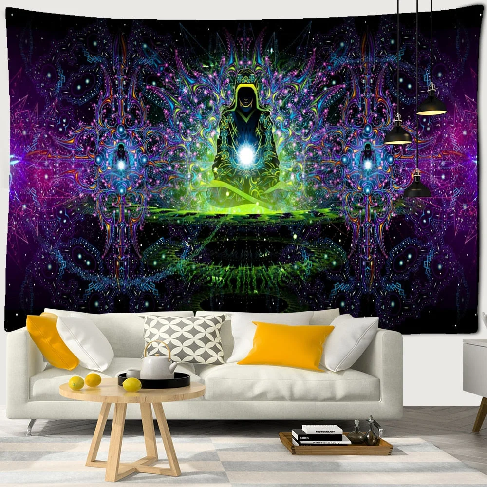 Meditator's Tapestry Wall Hanging Viking Hippie Bohemian Psychedelic Mystical Witchcraft Art Home Decor