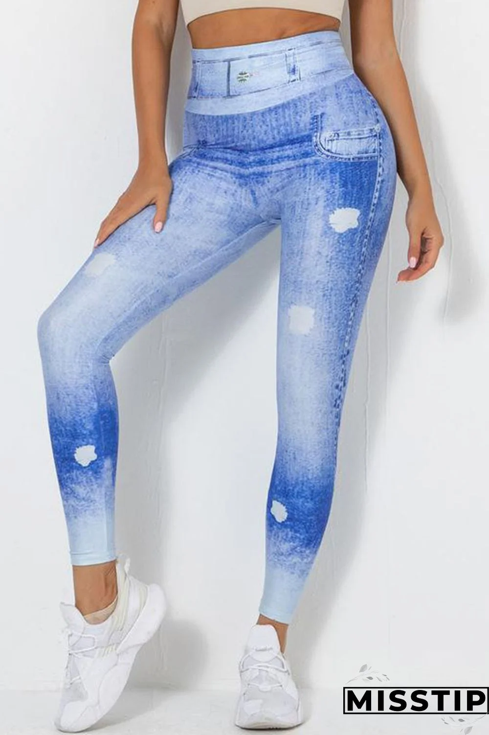 Blue Sportswear Print Patchwork