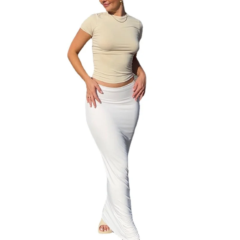 Nigikala Nigikala Women's New Solid Color Body Short-Sleeved T-Shirt Women's Fashion Casual Bottoming Shirt