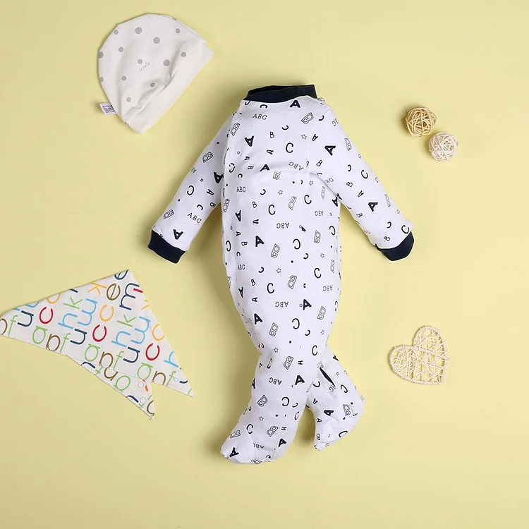  Casual White Letter Jumpsuit für 22'' Reborn Babypuppe Junge - RSDP-Rebornbabypuppen-Rebornbabypuppen.de