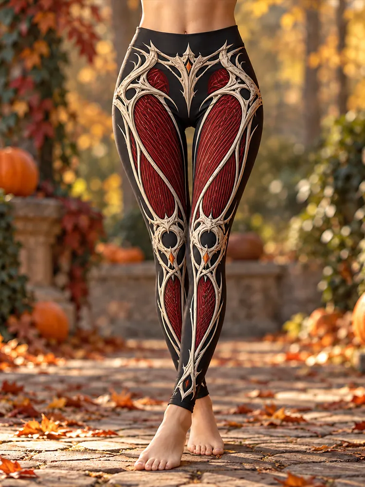 Comstylish Women's Gothic Bone Leggings