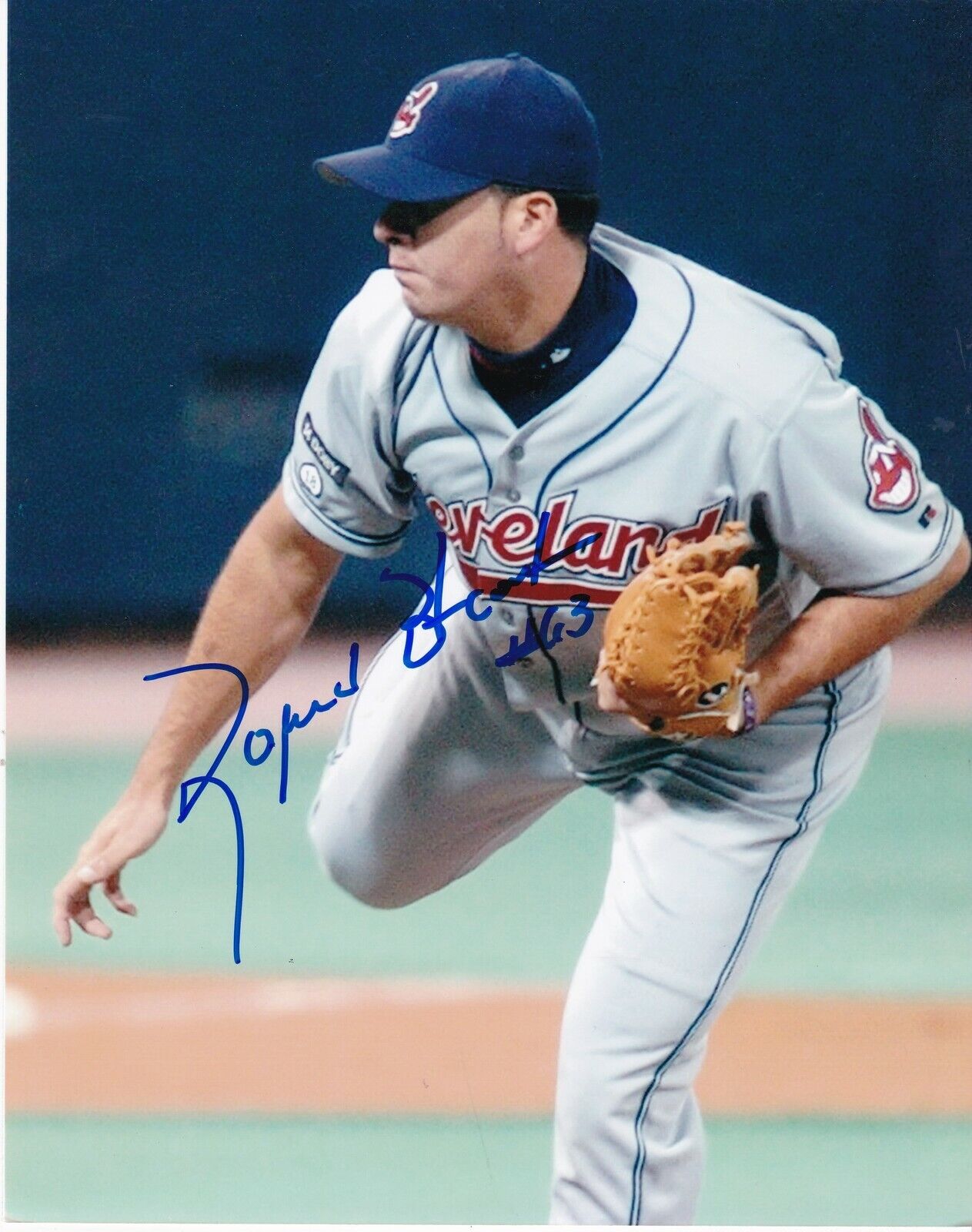 RAFAEL BENTANCOURT CLEVELAND INDIANS ACTION SIGNED 8x10